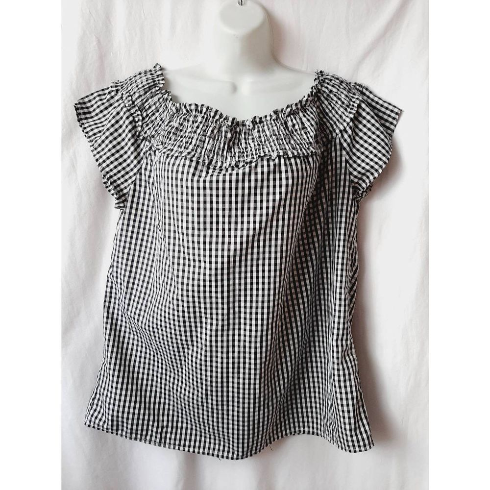 Song of style xl off shoulder gingham blouse